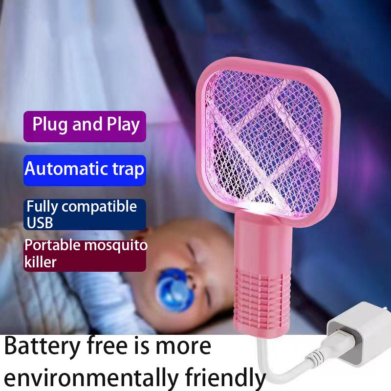 USB Mosquito Swatter Trap Pest Control Electric Shock Mini Mosquito Killer Lamp Portable UV Light Fly Bug Zapper Summer