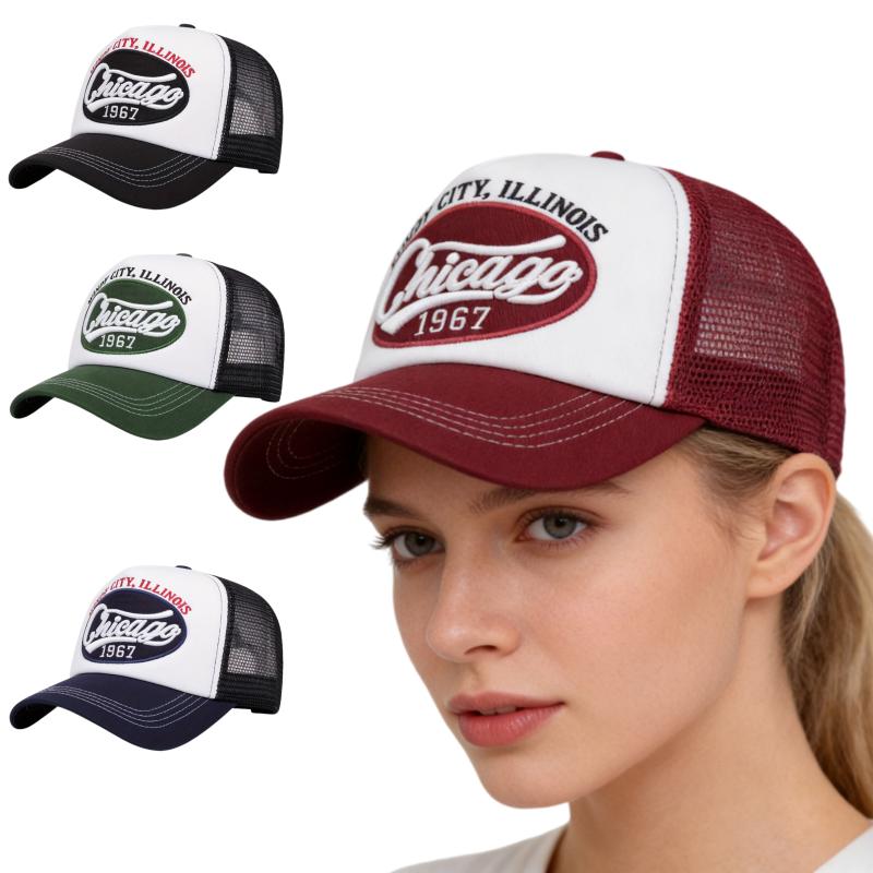 My Extreme Outdoor Activities Women's Navy Blue Embroidered Chicago 1967 Trucker Hat Breathable Mesh Baseball Cap For Men Outdoor Activities Sports Dad Cap