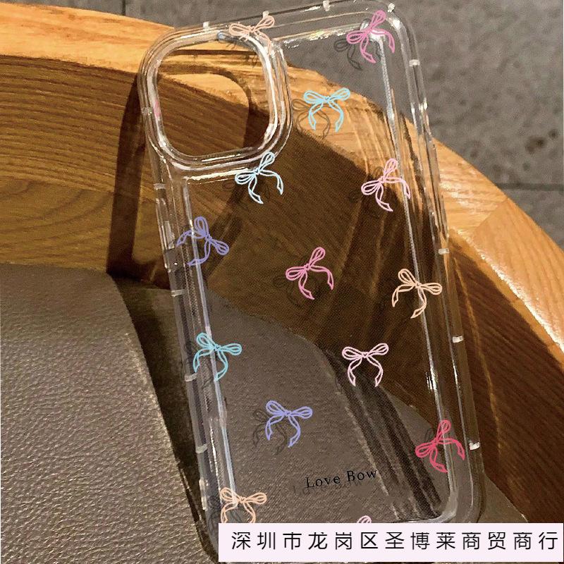 Full Screen Bow TPU Mobile Phone Case for iPhone11/12/13 Apple 15/14promax Transparent 16 Soft