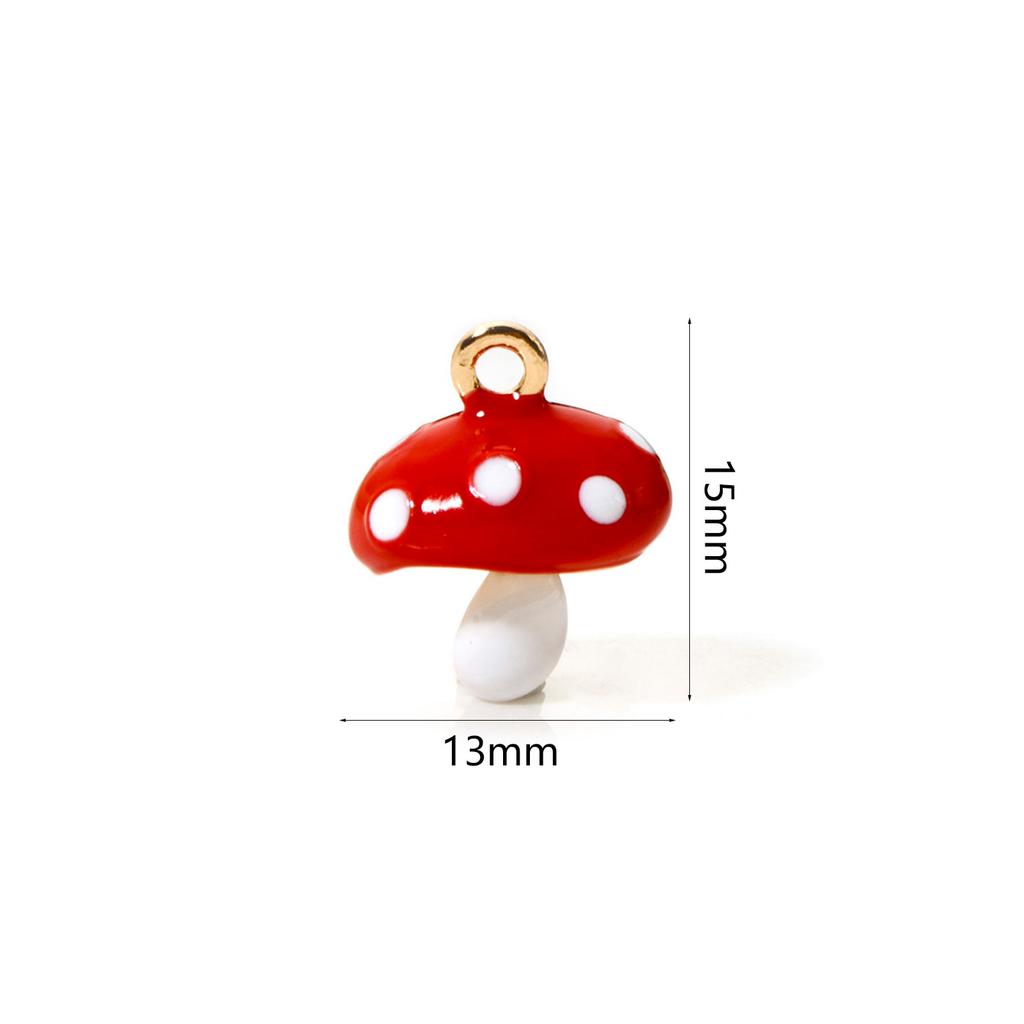 2PCs Brass Charms 18K Gold Plated Fruit Enamel Strawberry Apple Lemon Mushroom Pendants For DIY Necklace Bracelet Jewelry Making