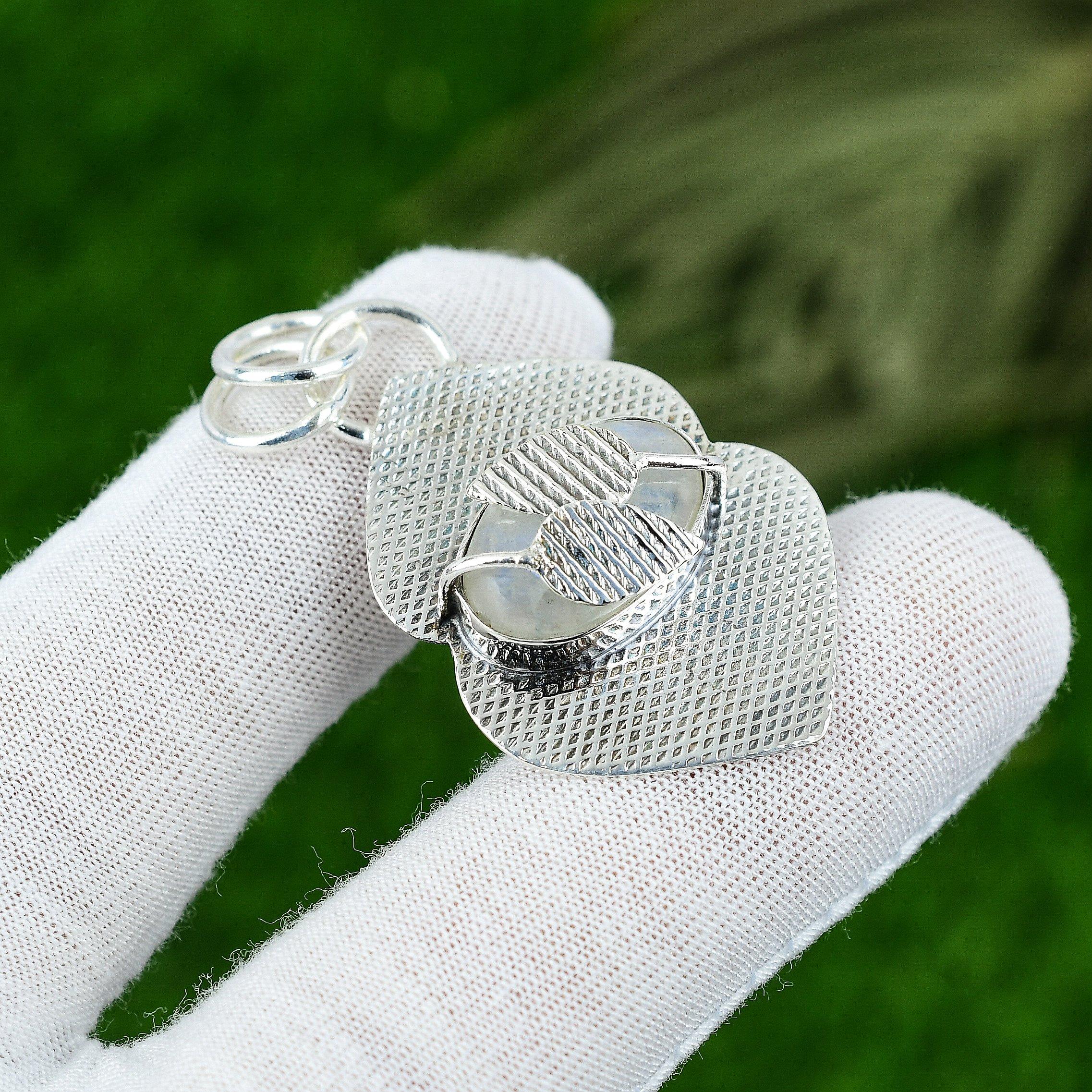 

Womens day Deal Crown Chakra Rainbow Moonstone Stone 925 Silver Pendant Jewelry