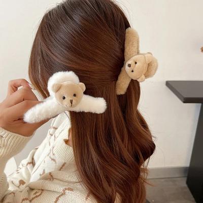 Plush Cute Clip Headwear Headwear Hairpin Gift Hair Accessories Cute Bear Plush Clasp  Girls