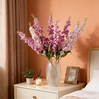 Buquê Artificial de Lírio-do-vale com Orquídea Sino Falsa de Haste Longa para Vaso Casa Jardim Festa de Casamento Centro de Mesa