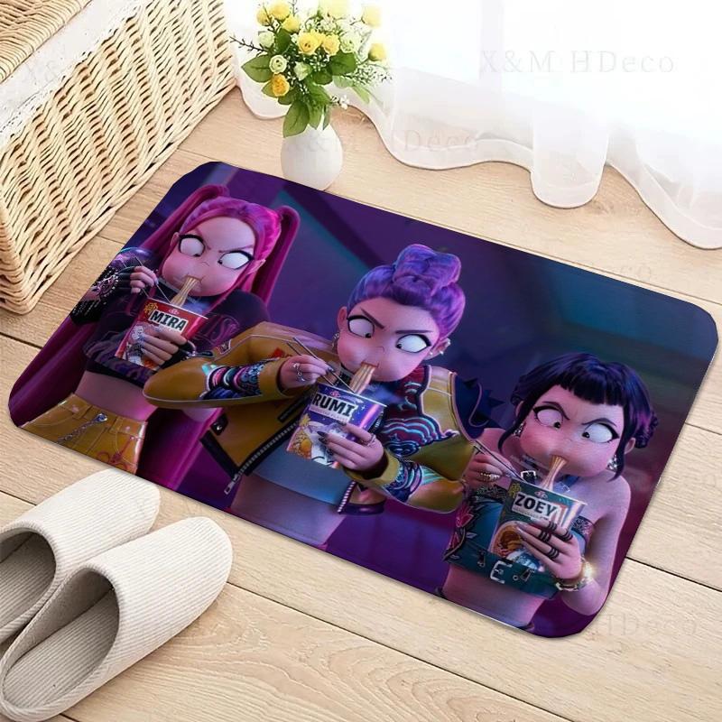 Kpop D-demon Hunters Floor Mat Rectangle Anti-slip Home Soft Badmat Front Door Indoor Outdoor Mat Welcome Doormat