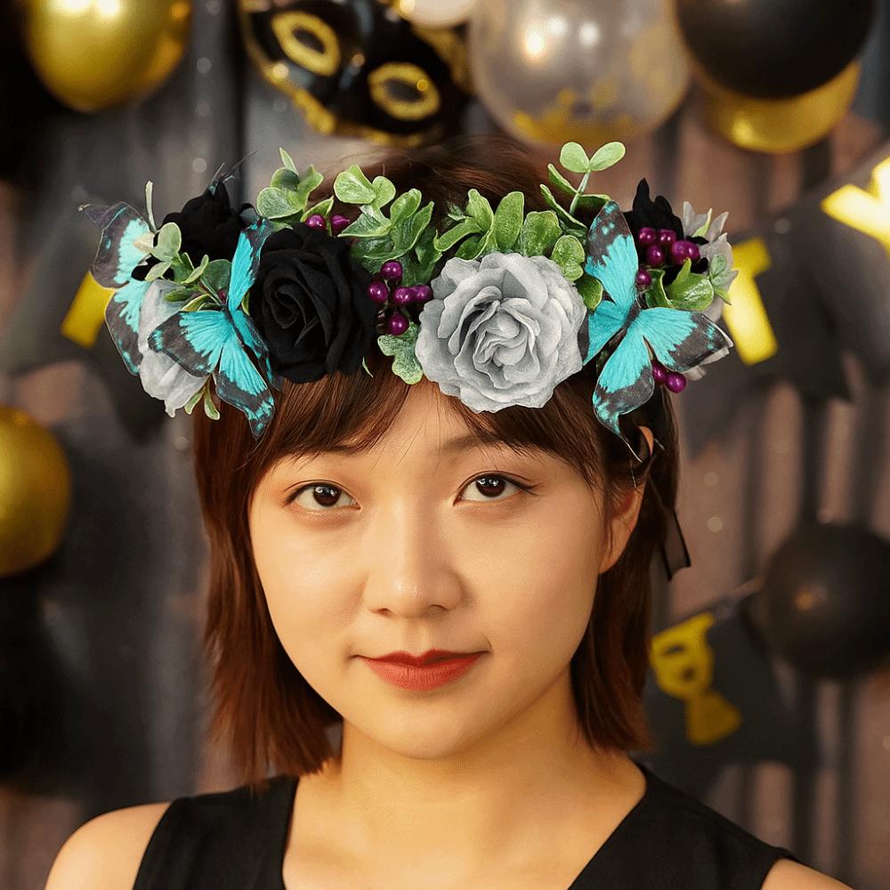 Fashion Simulation Flower Headband Plastic Gothic Headband Halloween Headband Cosplay Event