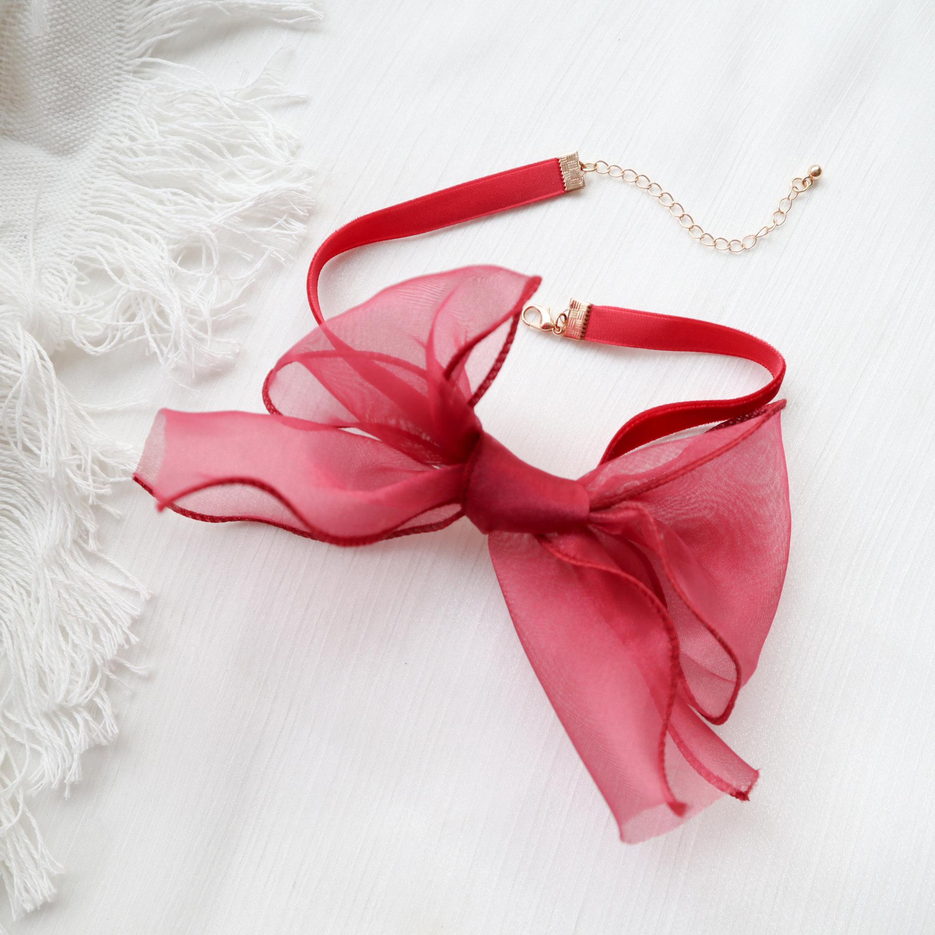 

Бархатный чокер из атласной ленты для балета с очень большим бантом, ожерелье для женщин, элегантный модный дизайн с бантом, цепочка для ключицы, украшение на танцевальную тематику красный