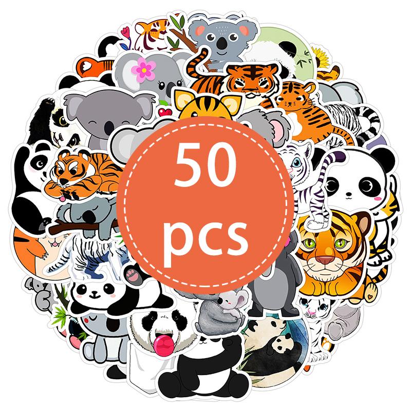 

50PCS Cute Animal Sticker Pack Panda Tiger Zoo Animals Sticker Vinyl Waterproof Holiday Party Decals for Water Bottle Laptop