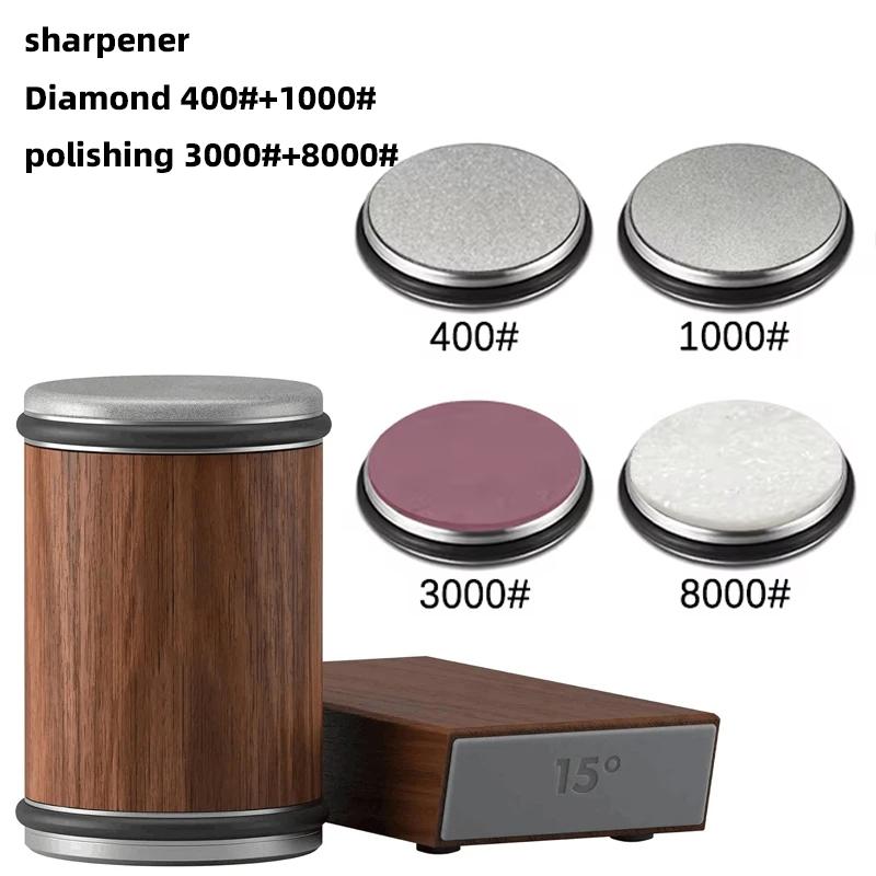 Nová válcová bruska na nože Oboustranný diamantový brusný kámen 15_20° stupňů Magnetický úhel Válcové ostření pro kuchyni