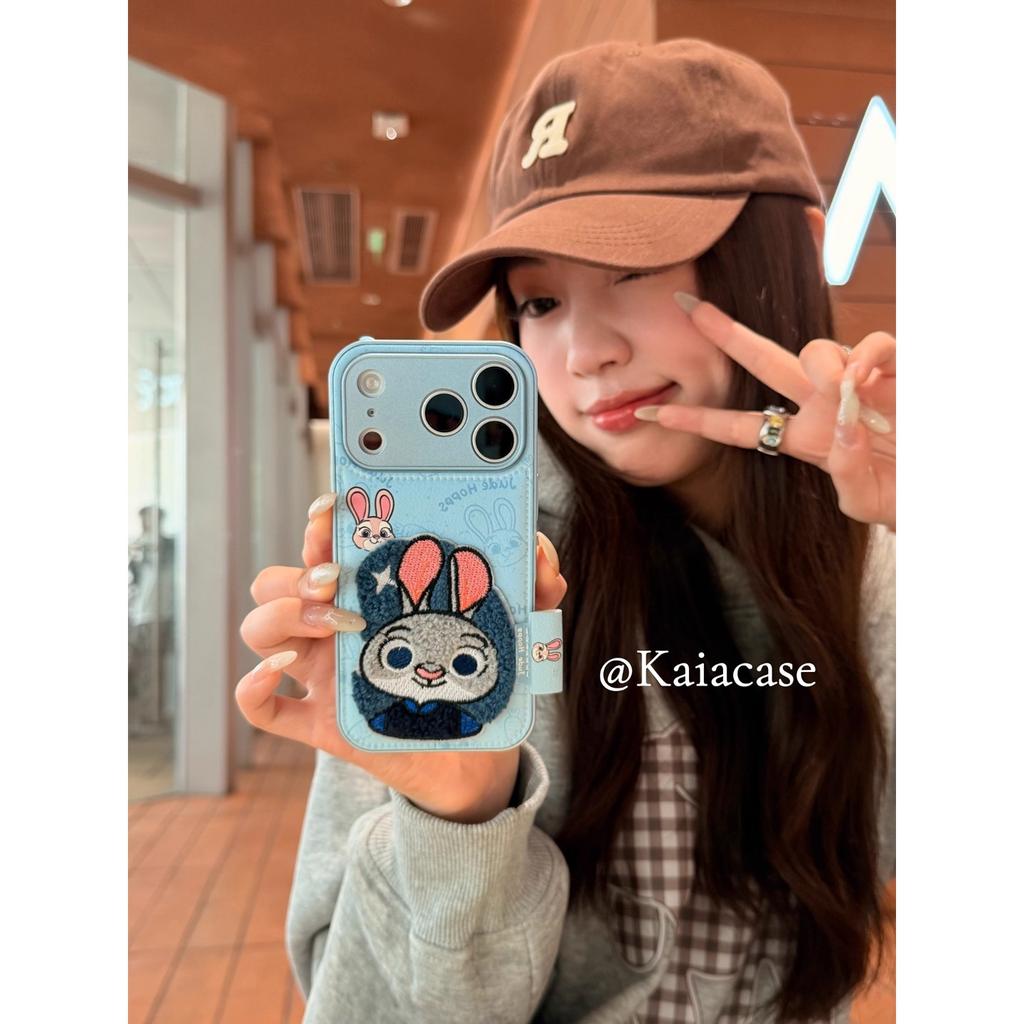 Fun Ins Cartoon Embroidery Fox Rabbit Tag for Apple 17promax Phone Case Iphone16pro