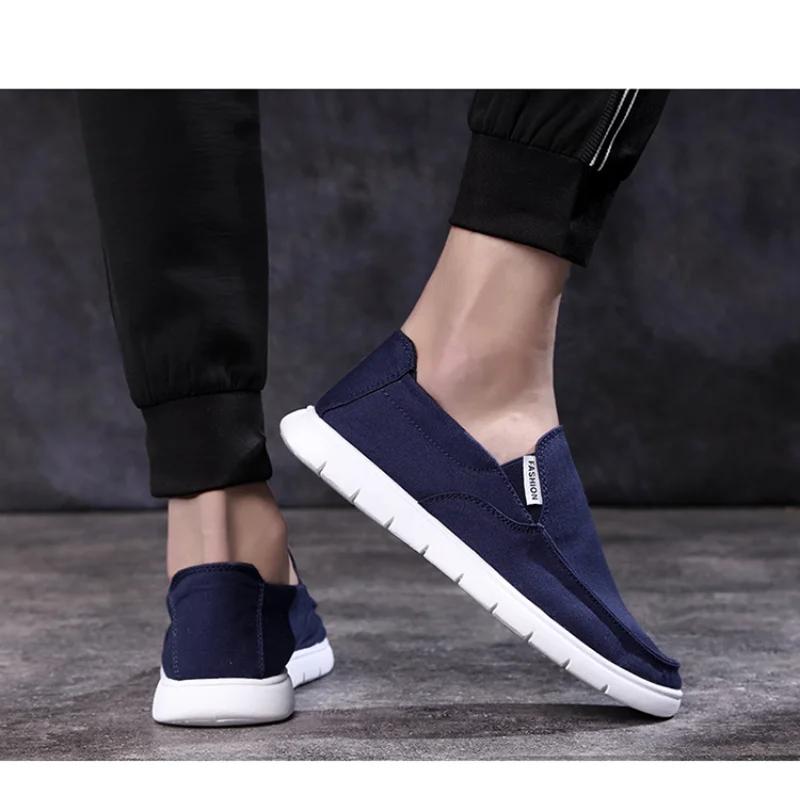 Men's Summer Canvas Shoes New Outdoor Breathable Comfortable Sneakers Fashion Slip-on Flat Shoes Casual Walking Shoes for Men