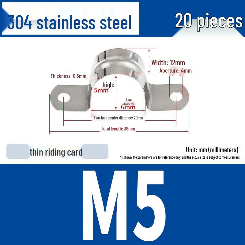 304 Stainless Steel U-Bolt Pipe Clamp Bracket - Pipe & Hose Clip Snap-on Hoop