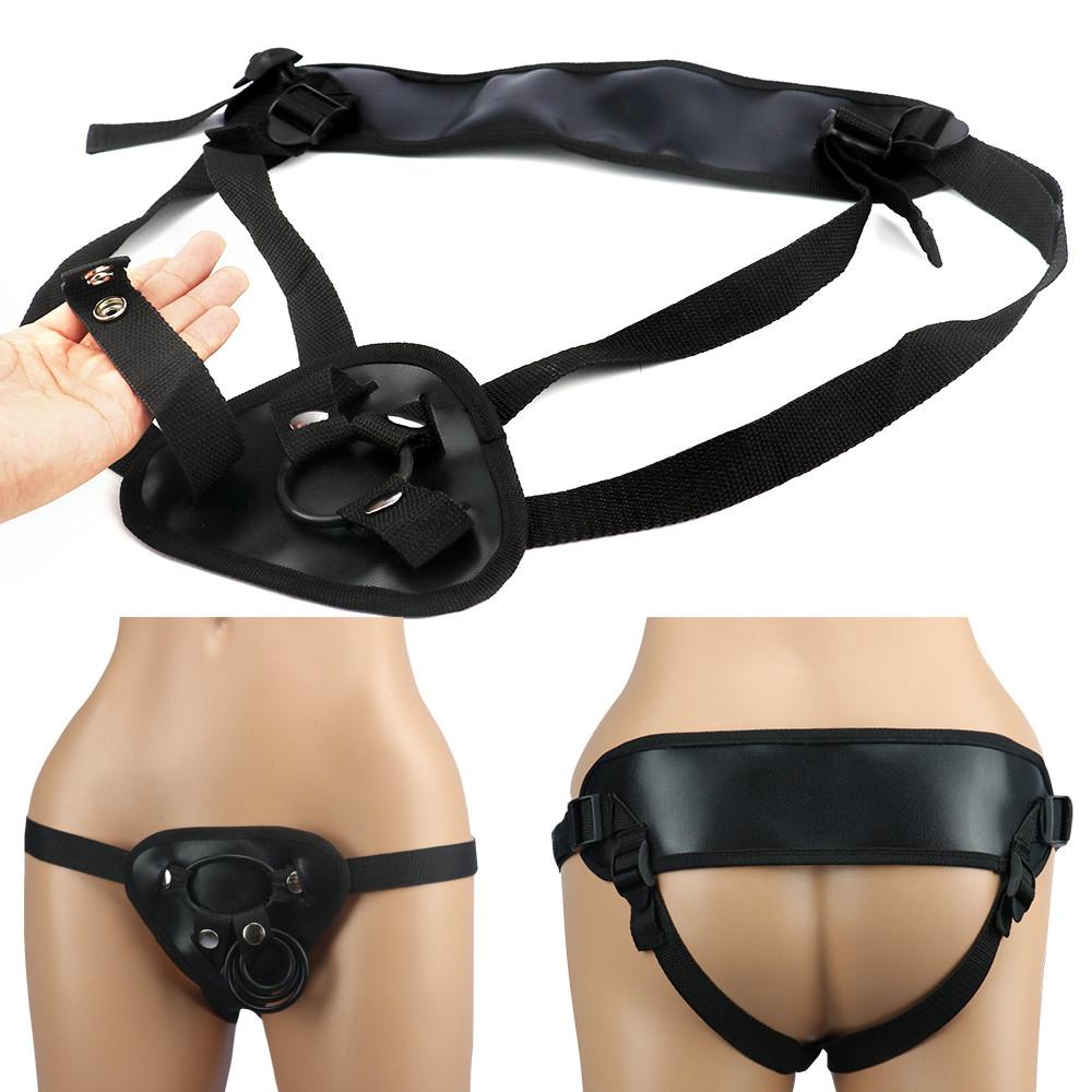 Black Leather Pants Dildo Holder Erotic Sex Toys for Women Men Lesbian Wearable Penis Panties Strap On Cock Adult Games