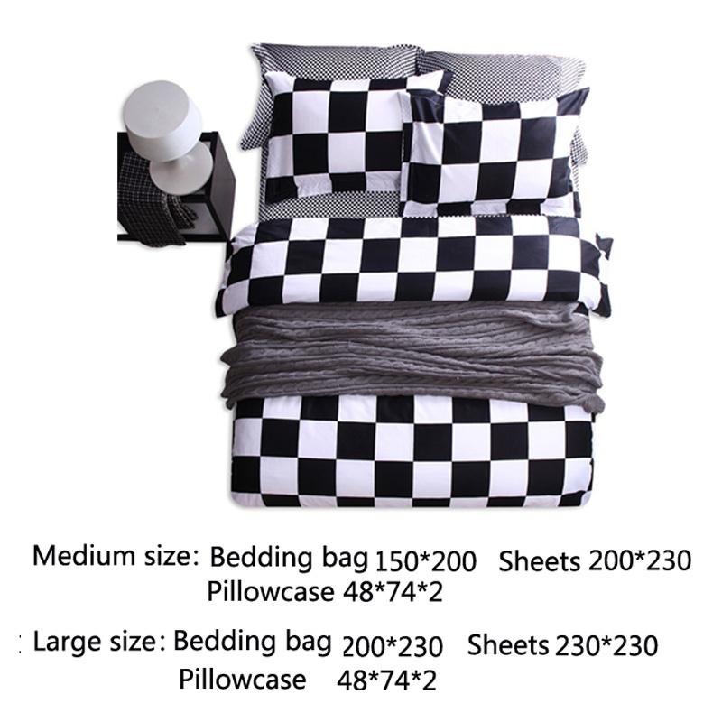 Classical Black and White Cotton Bedding Set Home Textile Bed Linen