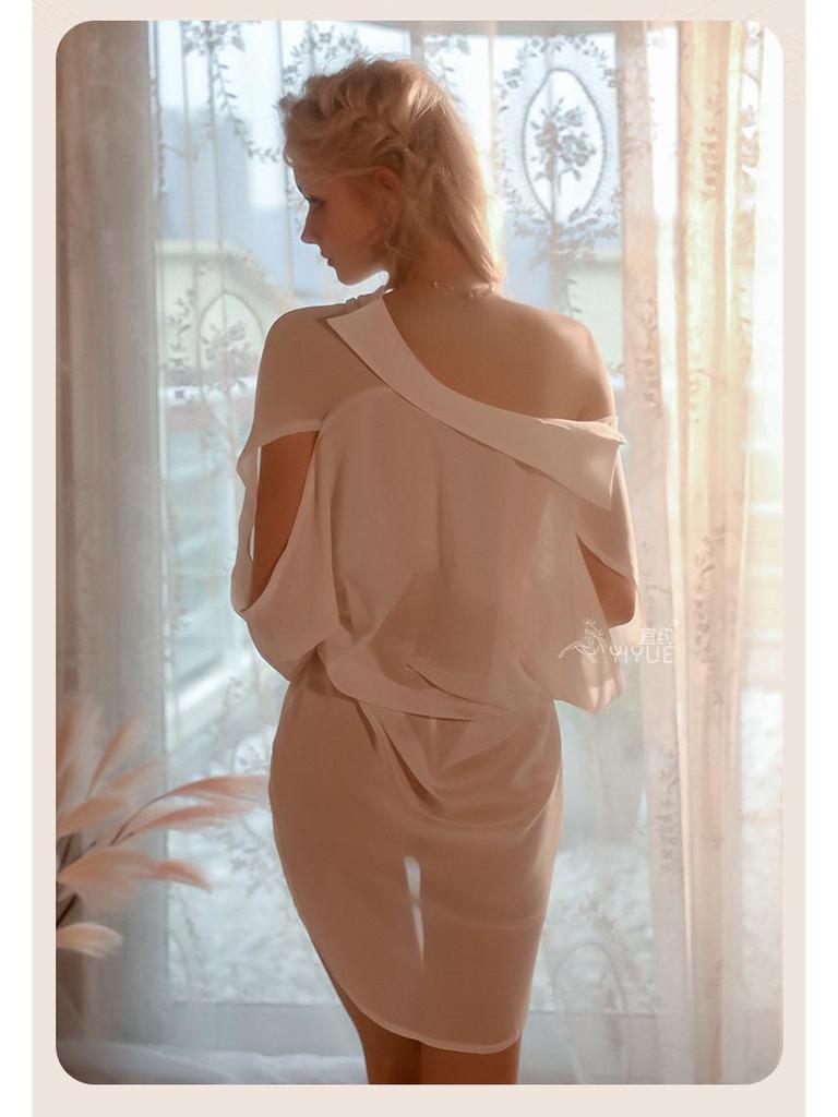 Yi Yue Sheer Lingerie Boyfriend Shirt Nightwear Set 8606