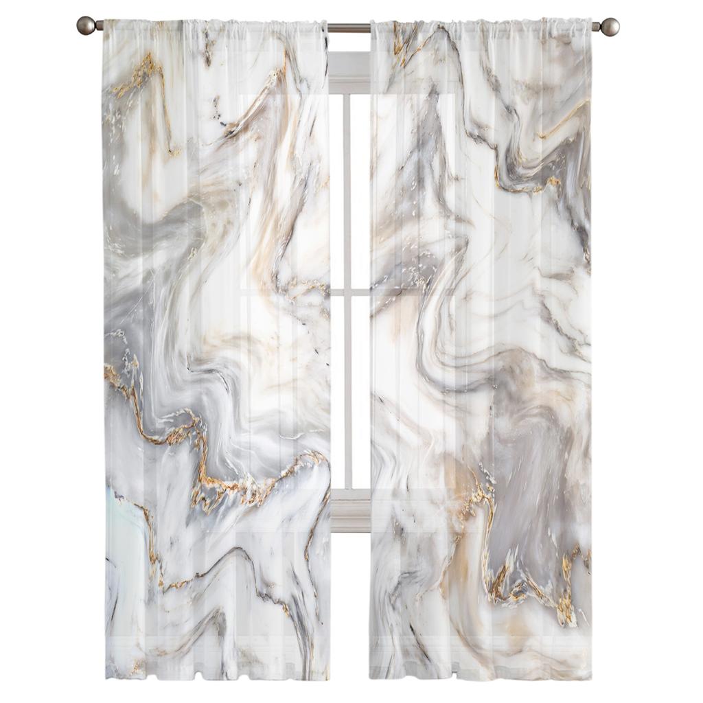 Abstract Marble Texture Modern Tulle Curtains For Living Room Bedroom Home Kitchen Window Sheer Curtains