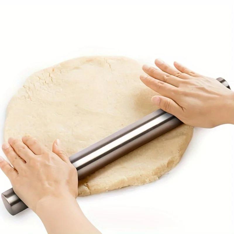Christmas baking toolsSimple stainless steel rolling pin suitable for bakingverysuitableforrollingsugarpieWontonandpizzadough