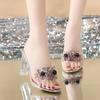 Slippers Wear 22 Summer High Heels Cool Slippers Crystal Thick Heel Transparent Sandals Tide Crystal High Heel