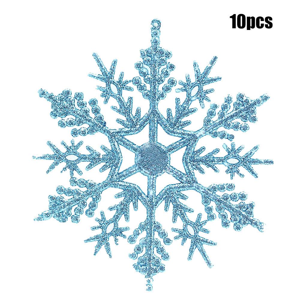 10Pcs Glitter Snowflake Christmas Ornaments  Tree Hanging Decoration 10cm
