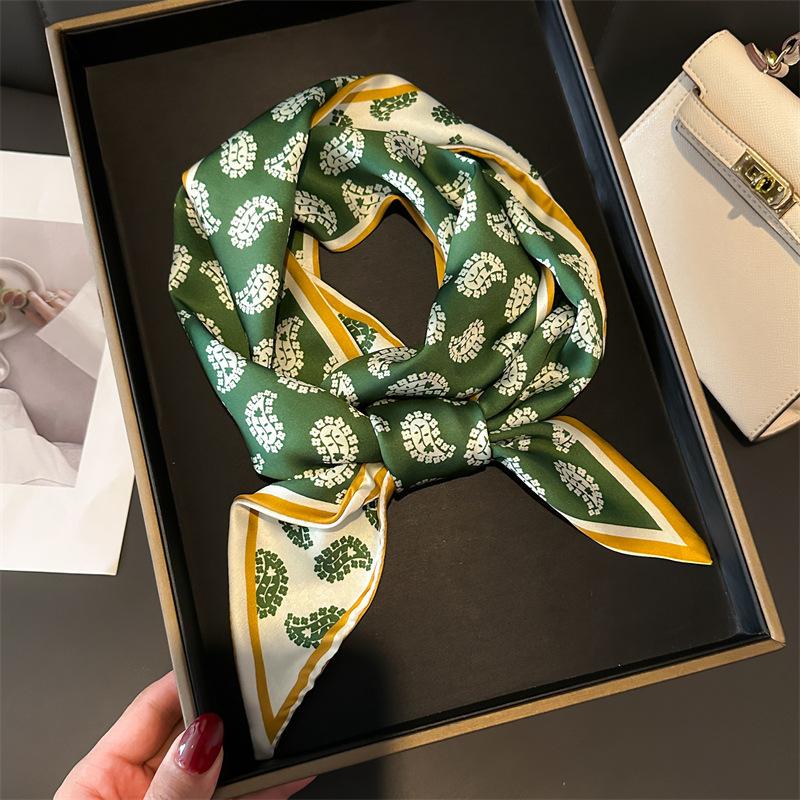 

Cross-Border Cashew Long Strip Double-Layer Scarf Decorative Silk Scarf Commuting Spring And Summer Diagonal Scarf Versatile Thin Narrow Streamer 147x14cm