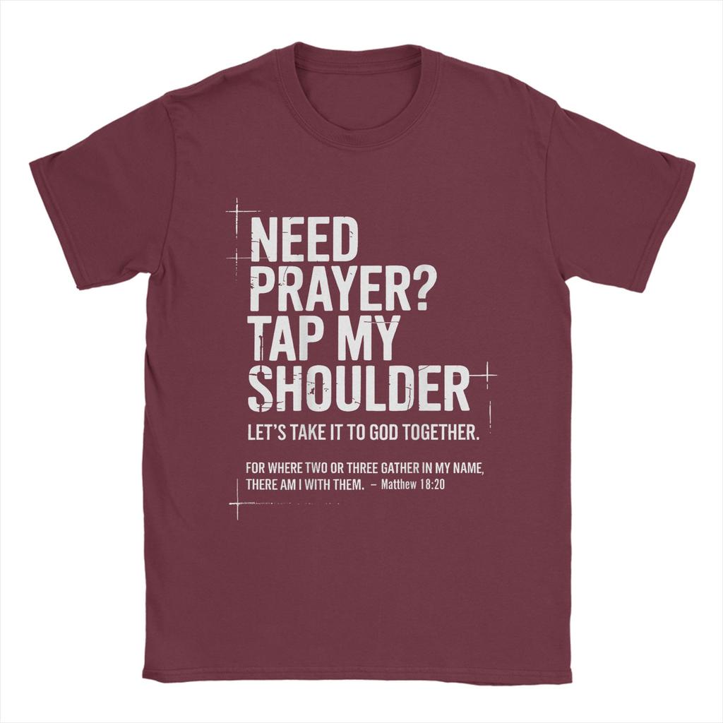 Brauche Gebet Klopf mir auf die Schulter Bibelvers Christliche Herren T-Shirts Neuheit T-Shirts Kurzarm O-Ausschnitt T-Shirt Kleidung