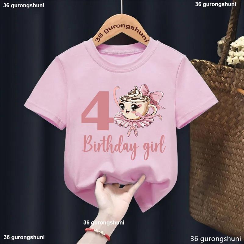 4th/5th/6th Birthday Girl  Ballerina Cappucina Printed T Shirt The Best Birthday Gift For Girls Kawaii Kids