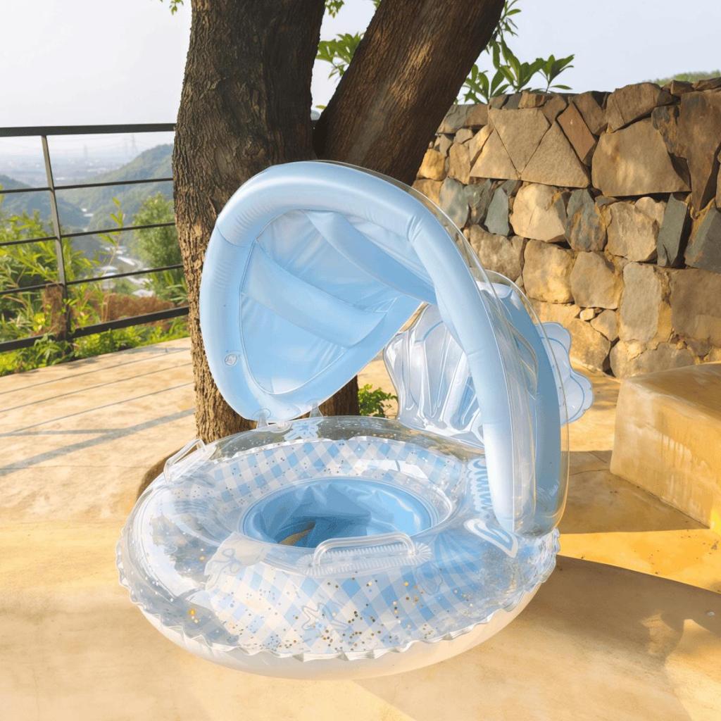 Large Toddler Boat-Themed Swimming Ring with Canopy & Steering Wheel
