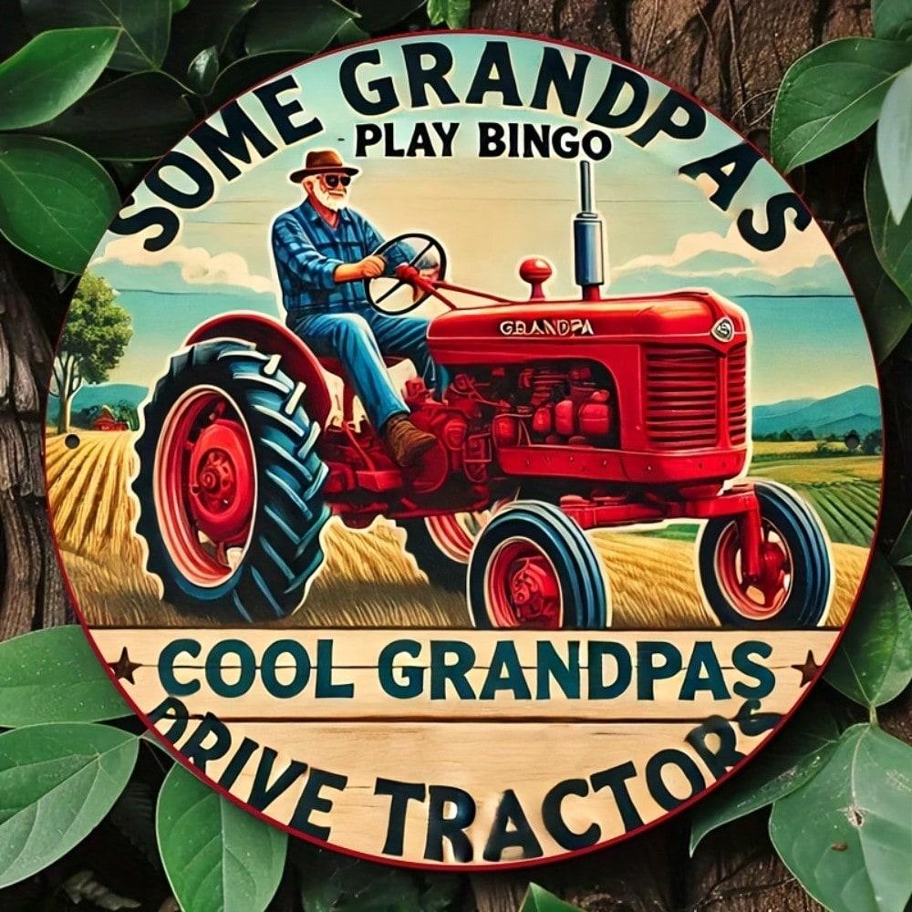 Vintage Tractor Rustic Metal Tin Sign Wall Art Home Decor 20x20