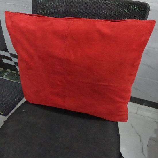 NOORA Genuine Lambskin Red Suede Leather Cushion Cover, Dining Cushion, Leather Car Seat Cover, Leather Throw Case, Gift Pillow Case