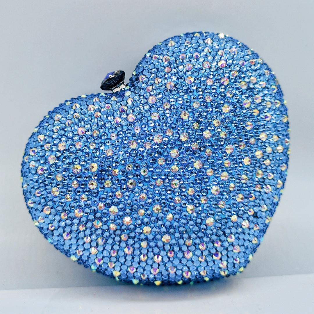 

High-End Heart Shape Women Crystal Evening Bag WHTUOHENG Luxury Green/Blue Diamond Clutches Party Prom Purses Rhinestone Clutch 15cmX15cmX5cm