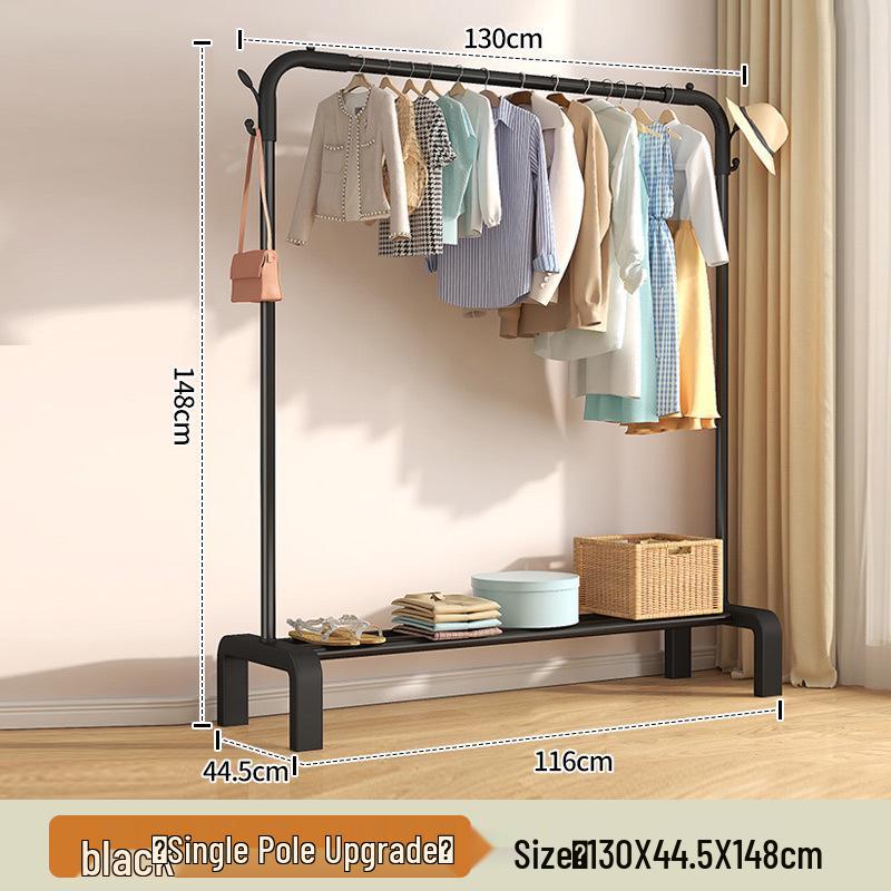 Floor-Standing Indoor Clothes Drying Rack and Coat/Hat Rack for Bedrooms and Dorms.