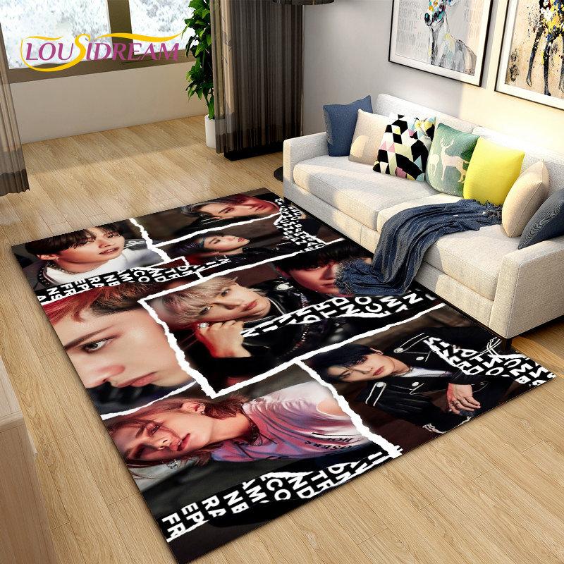 Kpop Singer Stray Kids Area Rug Large,Carpet Rug for Living Room Bedroom Sofa Doormat Decoration, Kids Play Non-slip Floor Mat