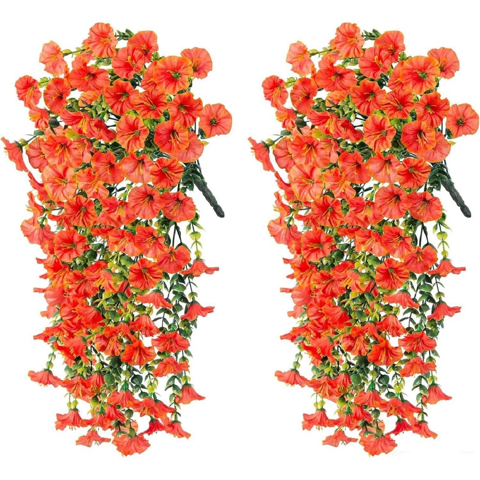 

2 Pack Artificial Eucalyptus Morning Glory Hanging Vine Silk Flower Garland for Outdoor Garden Wedding Home Wall Decoration One Size шафрановый