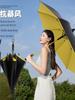 Baolizi Automatic Long Handle Umbrella Extra Thick Reinforced Umbrella with Drip Cover Windproof Heavy Rain Black Glue Parasol