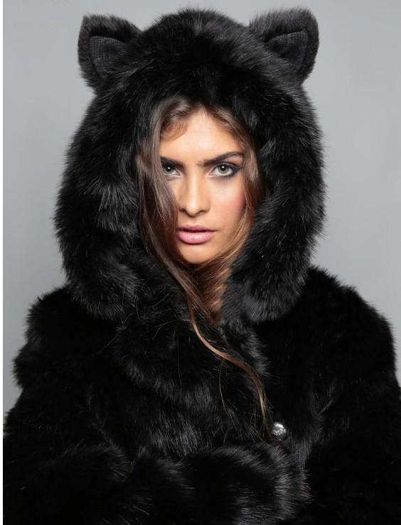 Winter European and American new fox hair hooded collar trendy women's imitation fur coat