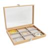 Jewelry Box Wood Frame with Multiple Compartments for Women Ladies Earrings Rings and Necklaces Display Organizer