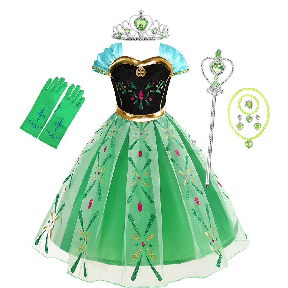 Girl Frozen Anna Princess Dress Halloween Cosplay 2026 Party Vestidos Costume Snow Queen Princess Clothes Children Outfit 100