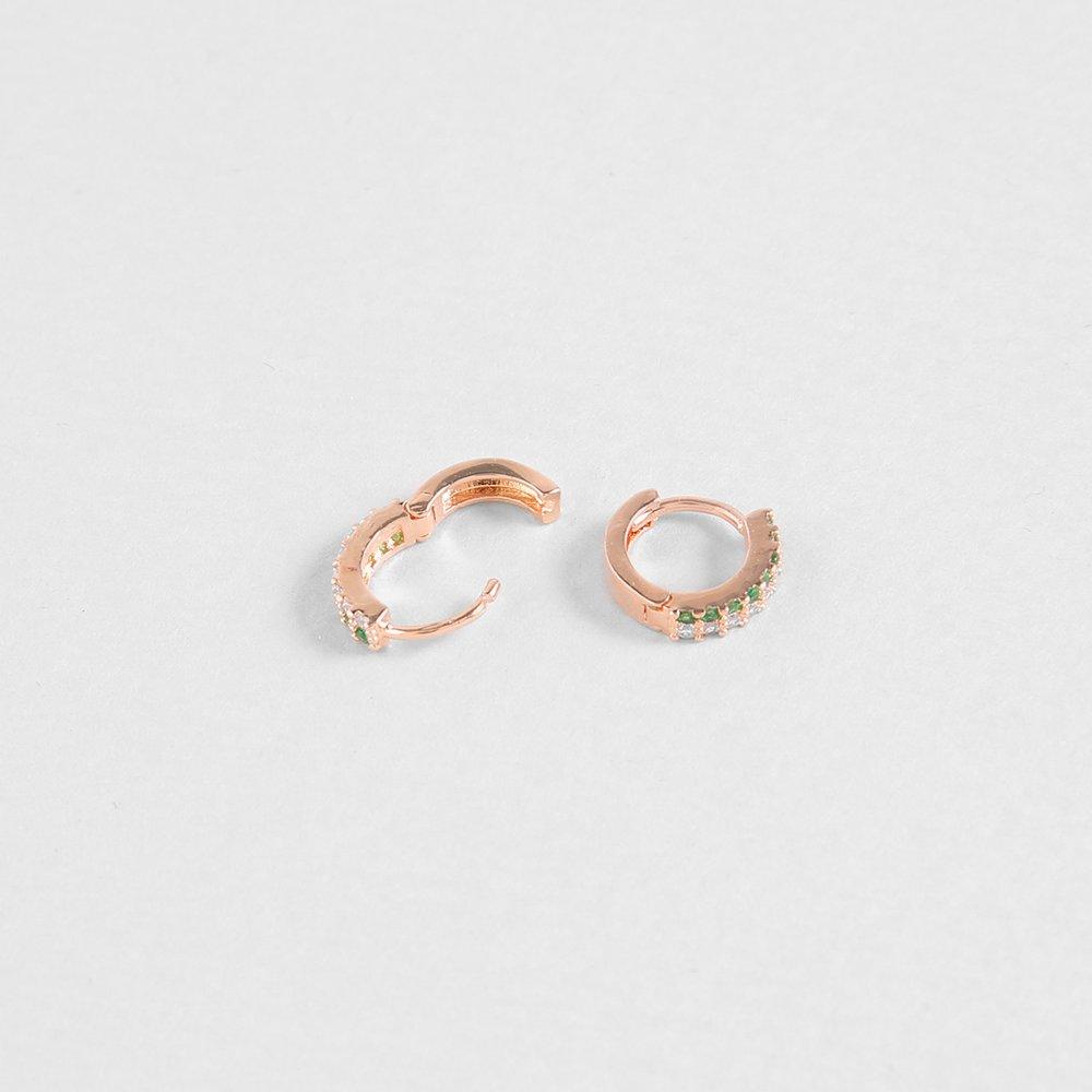 [Judy And Paul] Azuh Emerald Green and Crystal Small Hoop Earrings E51693