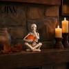 Alternative Home Accessories Vintage Skeleton Holding Pumpkin Statue, Halloween Resin Figurine, Gothic Handcrafted Sculpture Desktop