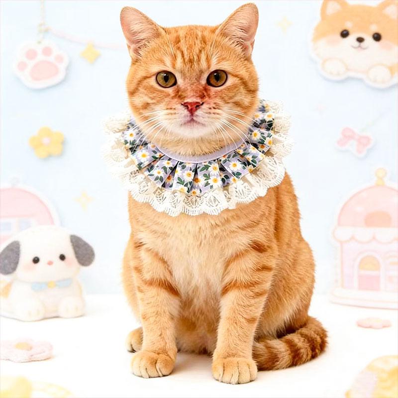 Fresh lace pet saliva towel princess style cat bib doll small dog dog decoration bib supplies