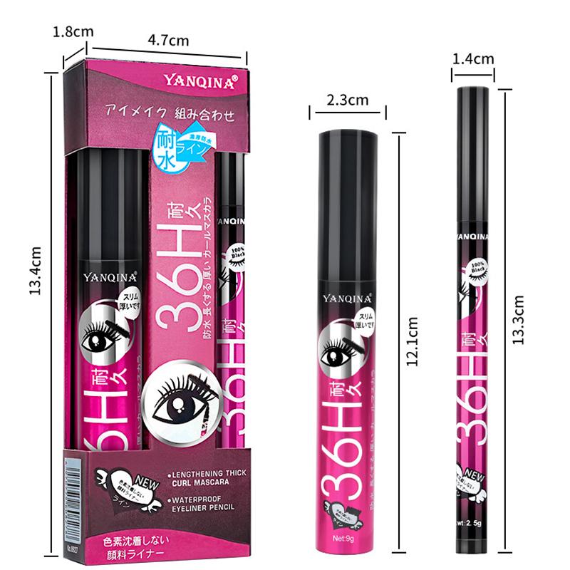YANQINA 2-in-1 wasserfestes, schnell trocknendes Eyeliner-Mascara-Set