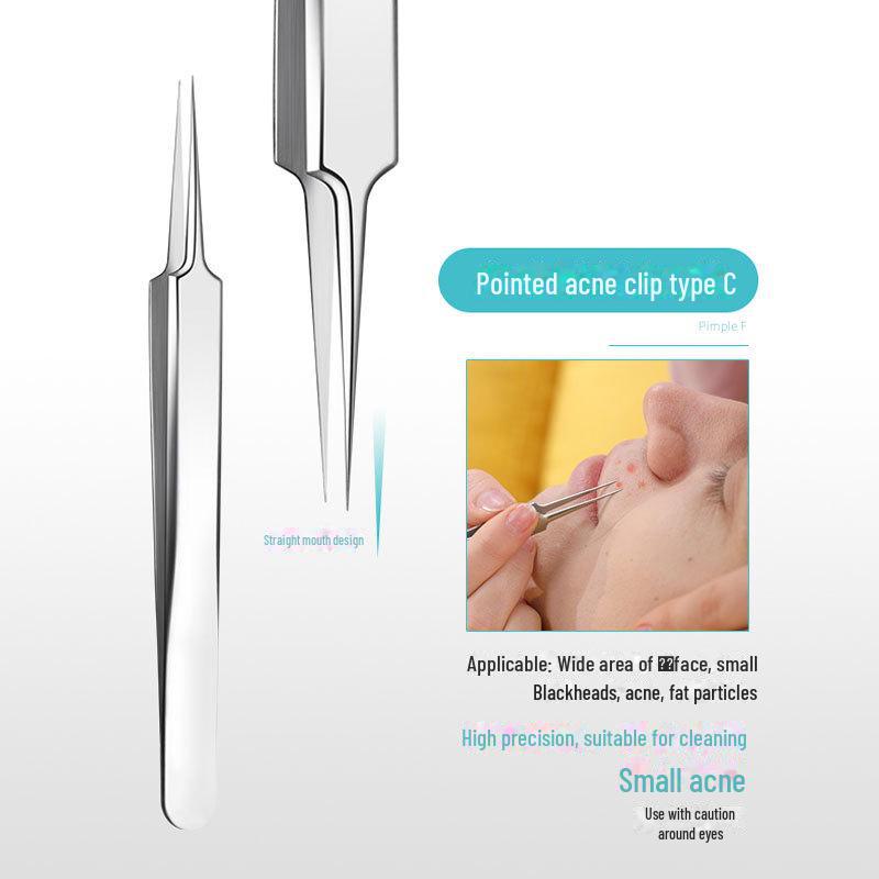 Stainless Steel Blackhead Remover: Acne Needle & Tweezers Set
