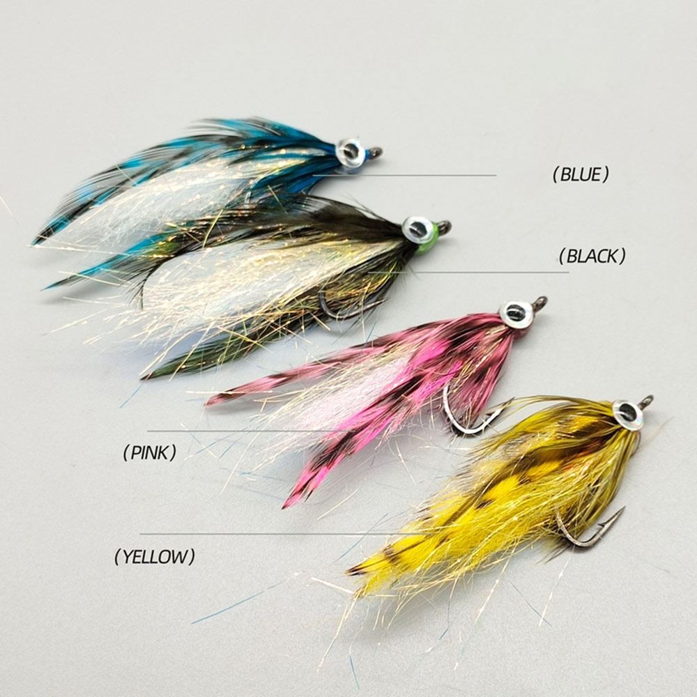 4 st Livslika Betesfisk Streamer Fluga Grizzly Sadelhackel Minnow Fluga Gädda Öring Abborre Stålhuvud
