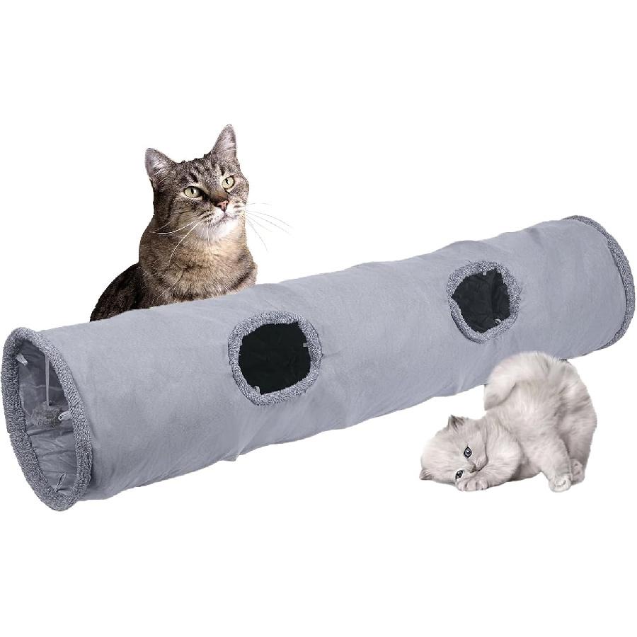 Cat Tunnel, Durable Suede Collapsible Cat Play Tube Toys with Play Ball, Indoor Cat Tunnel for Cat, Puppy, Kitty, Kitten, Rabbit (Small)