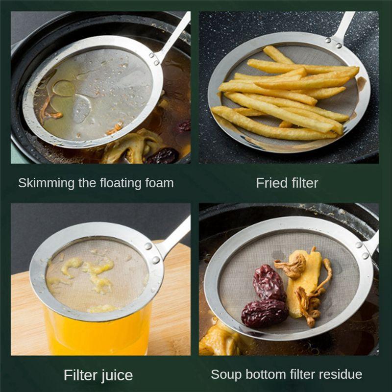 2025+ Fine Mesh Spoon, Stainless Steel Hot Pot Fat Strainer, Multi-Functional Kitchen Cooking Mesh Food Strainer Ladle