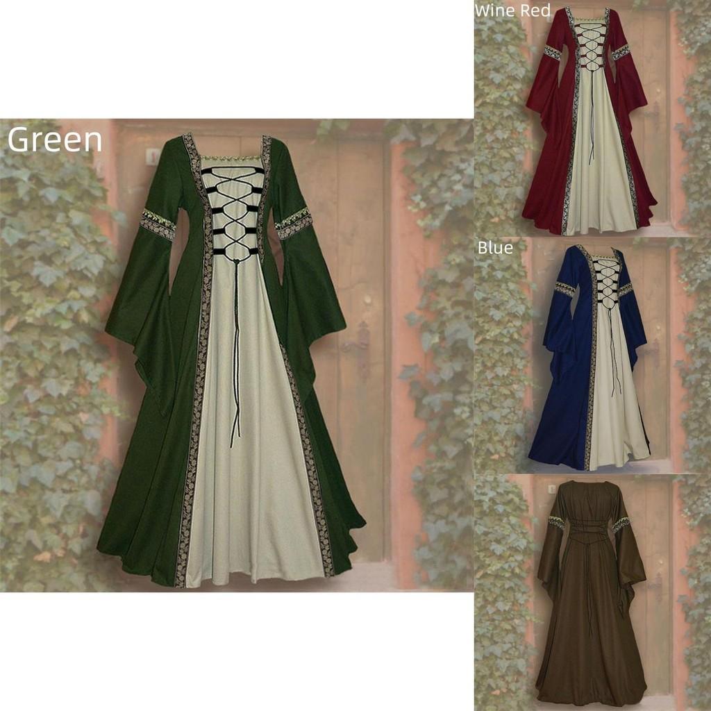 Vintage Gothic Renaissance Dress With Long Sleeves For Women's Cosplay Costume