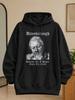 Men' & Unisex Attenborough "Humans Are a Plague" Graphic Hoodie - Gothic Monochrome Portrait, Round Neck Casual Pullover, Machine Washable Suitable fo