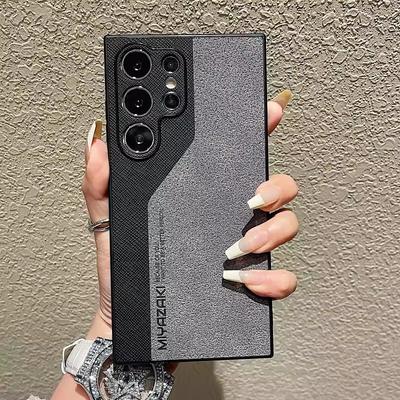 Capa de Celular de Luxo Bicolor Para Samsung Galaxy S25 S24 S23 S22 S21 Ultra S23 S24 S25 Plus Couro À Prova de Choque Padrão Fina Capa Traseira