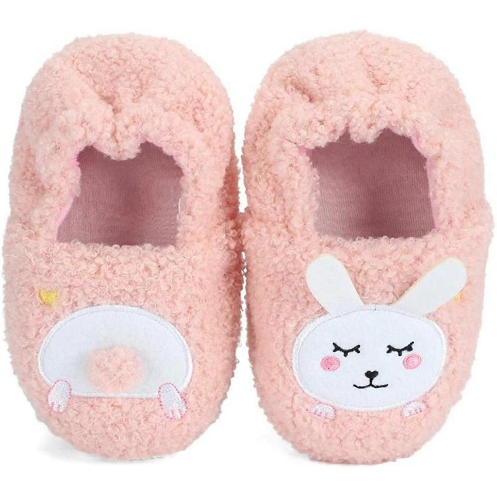 AVEKI Toddler Girls' Bunny Slipper Cartoon Rabbit Warm Winter House Shoes, Cute&Bunny, 11-12 Little Kid