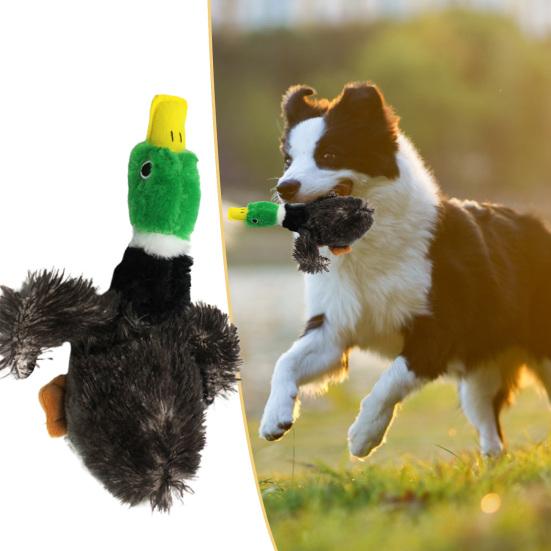 Plush Mallard Dog Toy Stuffed Duck Dog Chew Toy with Built-in Squeaker Indestructible Dog Toy for Aggressive Chewers Teething Fetch Tug