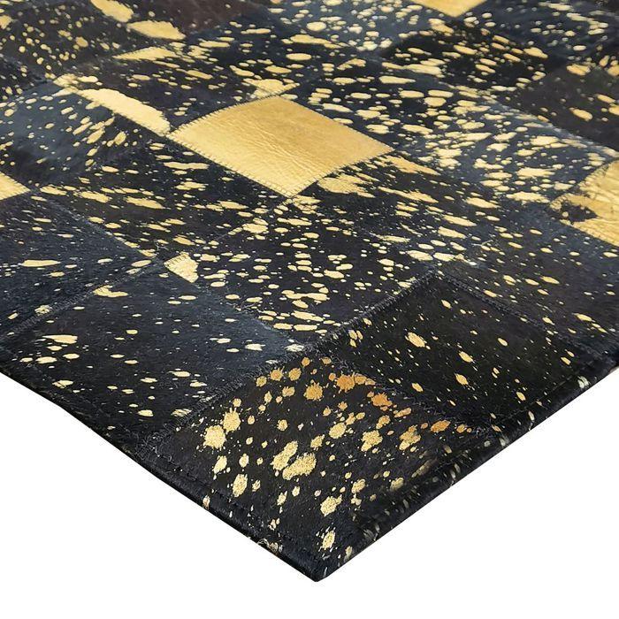 Tapis en cuir recyclé éclats or noir 120x170